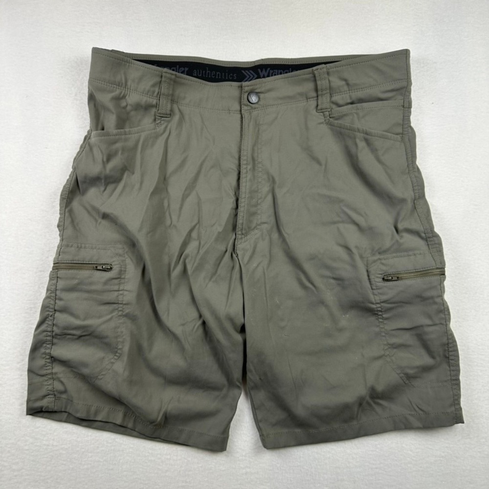 Wrangler Authentics Cargo Shorts Mens 38 Green ZM980SB Nylon Spandex Hiking
